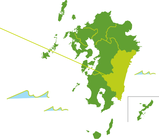 九州宮崎県の地図