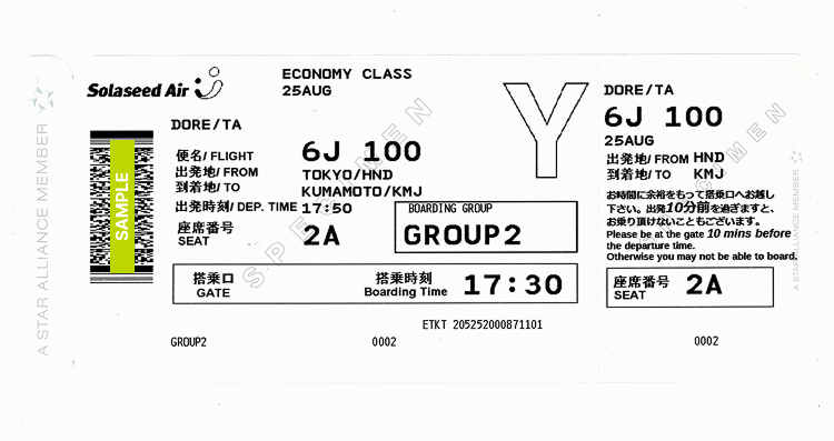 Issued at the airport counter