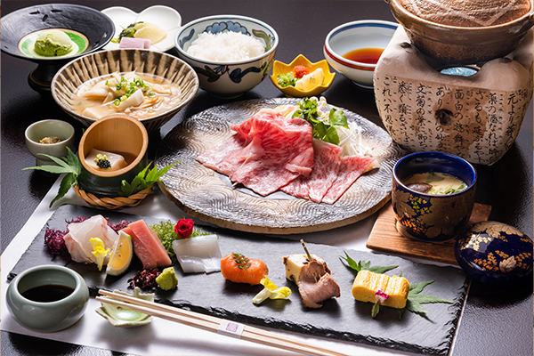 別府温泉 割烹旅館ゆめさき 夕食_おおいた和牛しゃぶしゃぶ会席