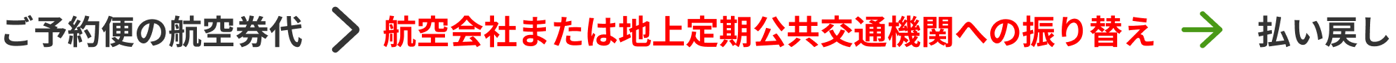 他航空会社または地上定期公共交通機関への振り替えがご予約便の航空券代よりも安い場合、払い戻し