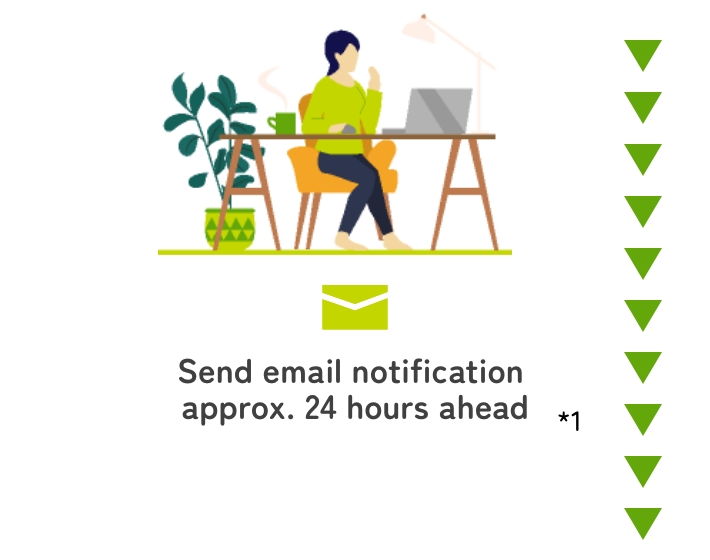 Send email notification approx. 24 hours ahead