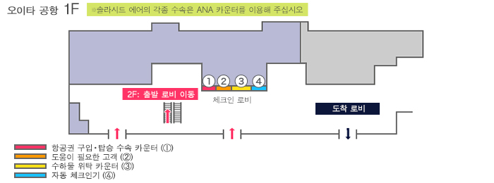 오이타 공항 카운터 안내