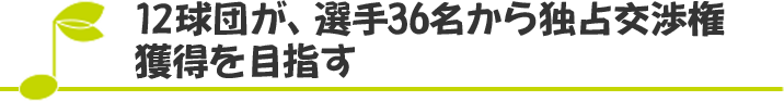 12球団が、選手36名から独占交渉権獲得を目指す