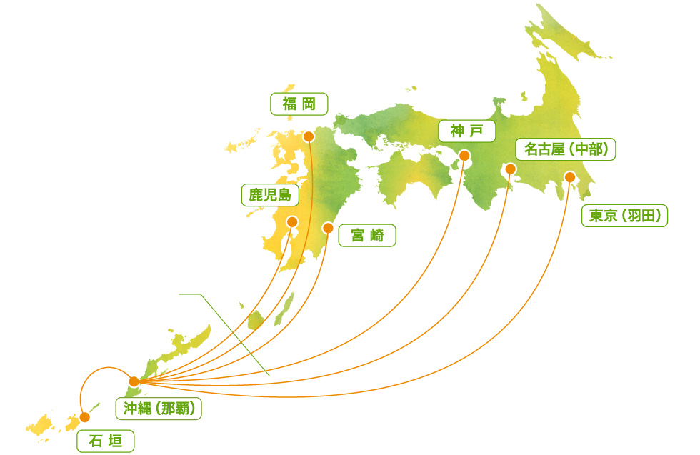 東京（羽田）－沖縄線は1日3往復！