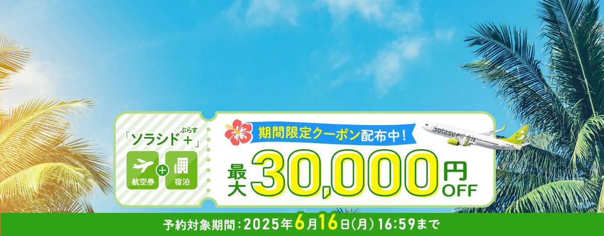 夏の旅行はお決まりですか？期間限定！最大30,000円OFFのクーポンを配布中！