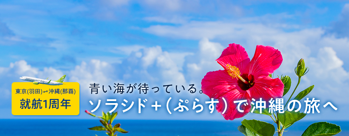 青い海が待っている。「ソラシド +(ぷらす)」で沖縄の旅へ